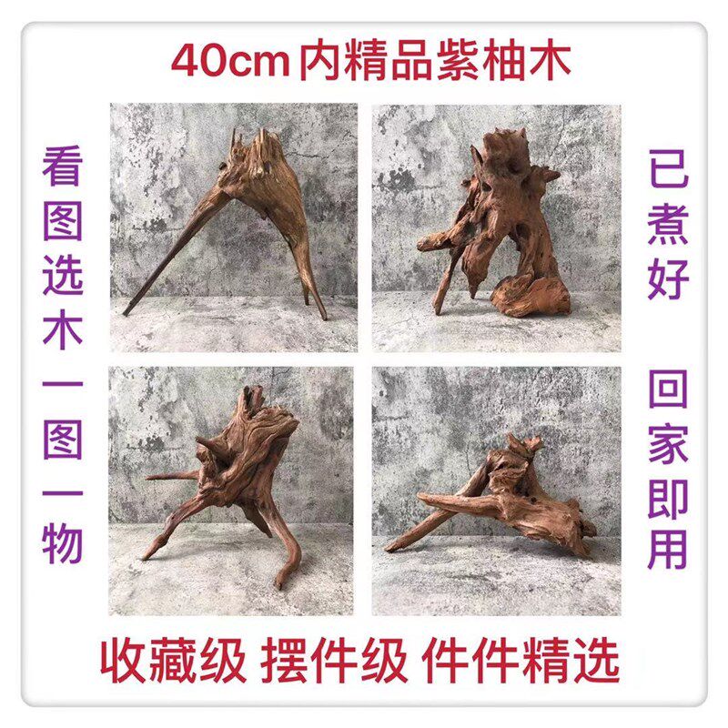 50cm内沉木紫柚木小号草缸鱼缸造景水族装饰乌龟晒台免煮即用