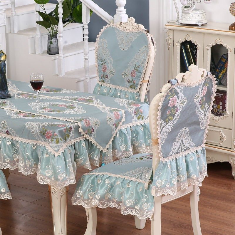 椅垫套欧a式简约蕾丝花s边北欧田园风餐桌布艺套装椅子坐垫套罩定