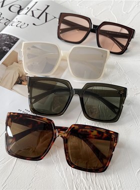 韩版豹纹大框眼镜潮方形显脸小遮阳墨镜女复古圆脸街拍太阳眼镜男