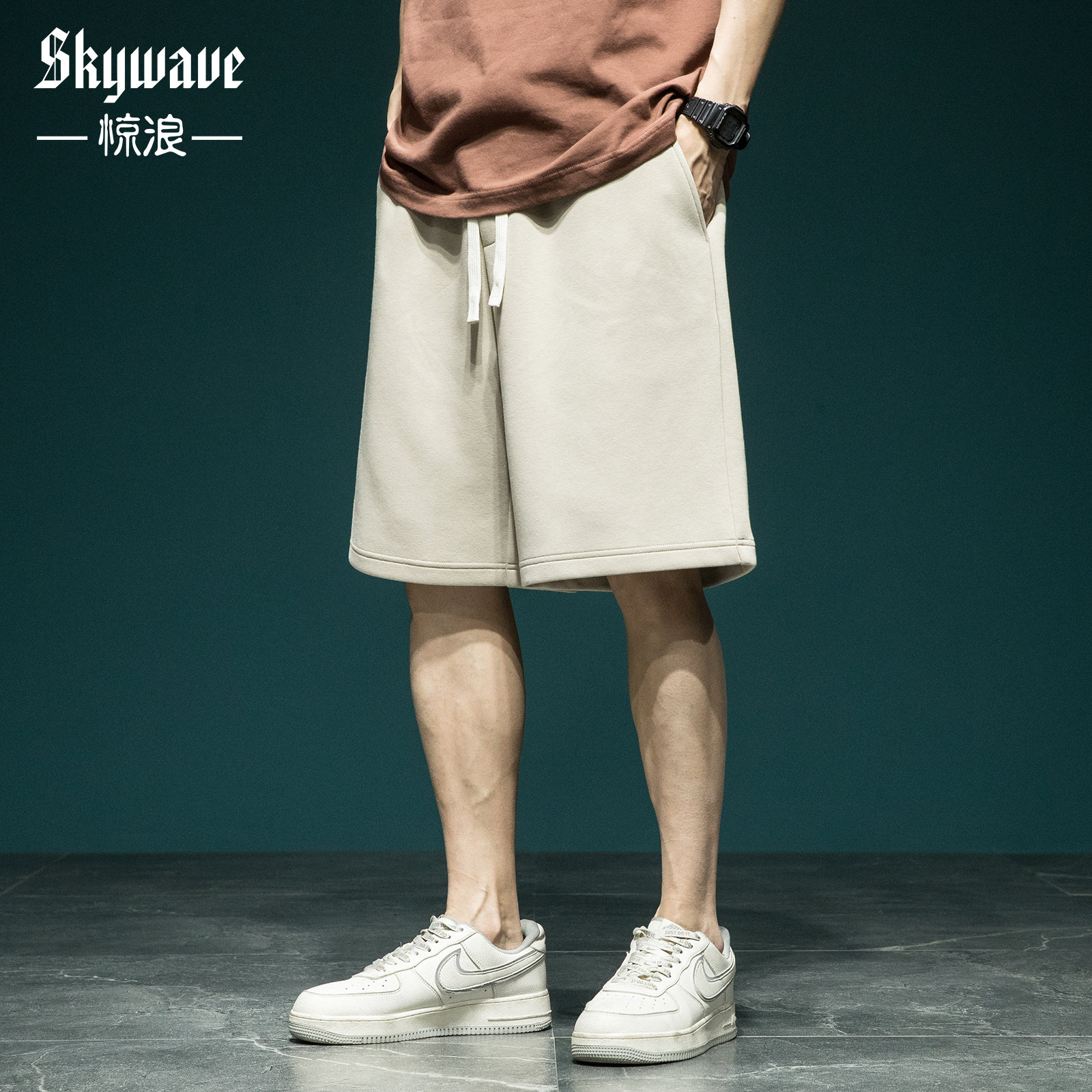 日系简约慵懒风针织短裤男夏季新款宽松大码运动裤休闲五分裤卫裤,男装,短裤,淘宝优惠券,粉丝福利购,淘宝优惠卷