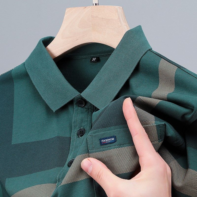 真口袋t恤男短袖中老年人丝光棉带领有口袋兜50-60岁爸爸装体恤衫,男装,T恤,淘宝优惠券,粉丝福利购,淘宝优惠卷