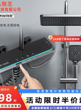 正品淋浴花洒套装枪灰色全铜淋浴器花洒家用恒温增压喷头浴室淋雨