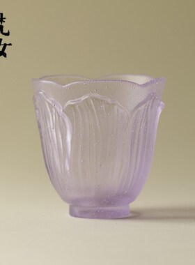 梵汝 粉彩紫色琉璃花口主人杯高档精致手工茶杯创意家用功夫茶具