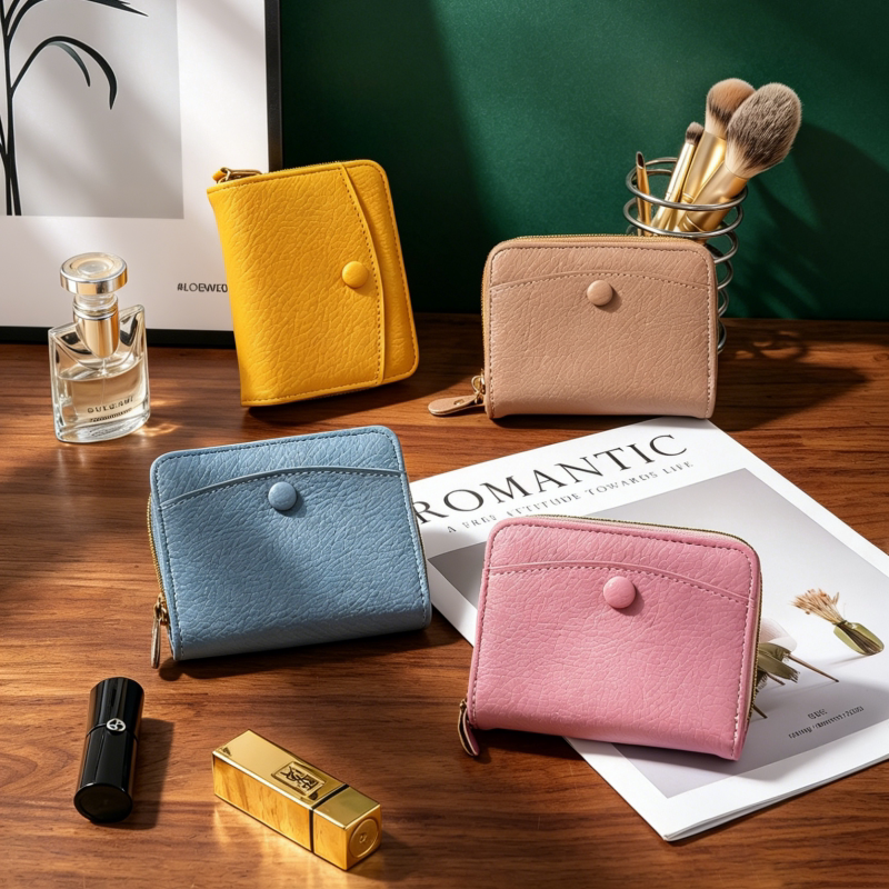 2026新款韩版PU皮钱包可爱多巴胺日系学生党拉链多卡位小巧零钱包