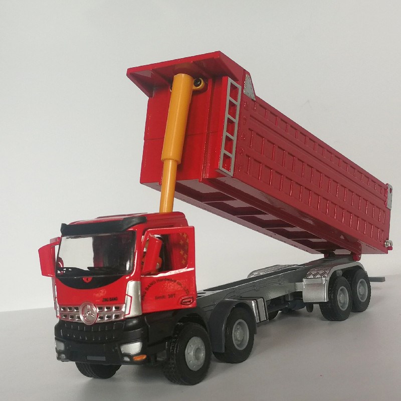 大货车汽车模型玩具合金车模重型自卸卡车渣土车开门小汽车