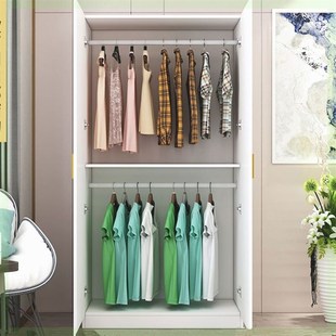 两门衣柜上下双层全挂式家用卧室60宽80cm长挂大衣区衣服简易衣橱