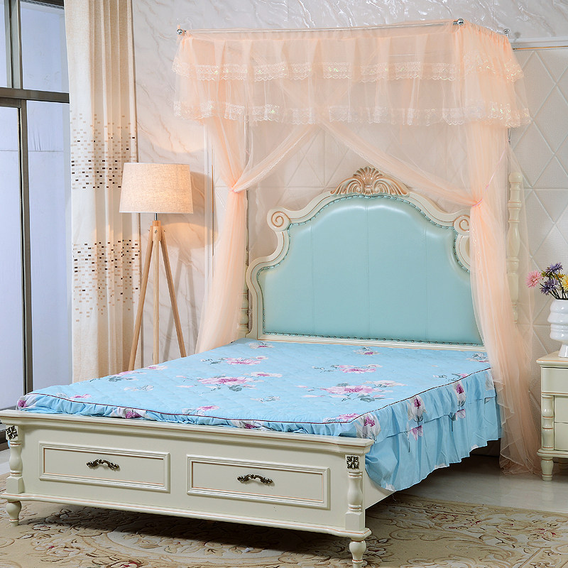 定做压脚伸缩钓鱼竿支架1.5n1.8米床三开门双人超大拼接特殊蚊帐