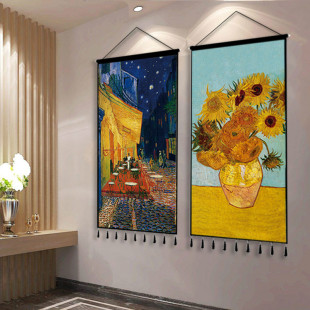 饰布画 梵高星空油画挂毯玄关书房向日葵挂布沙发大尺寸背景墙装