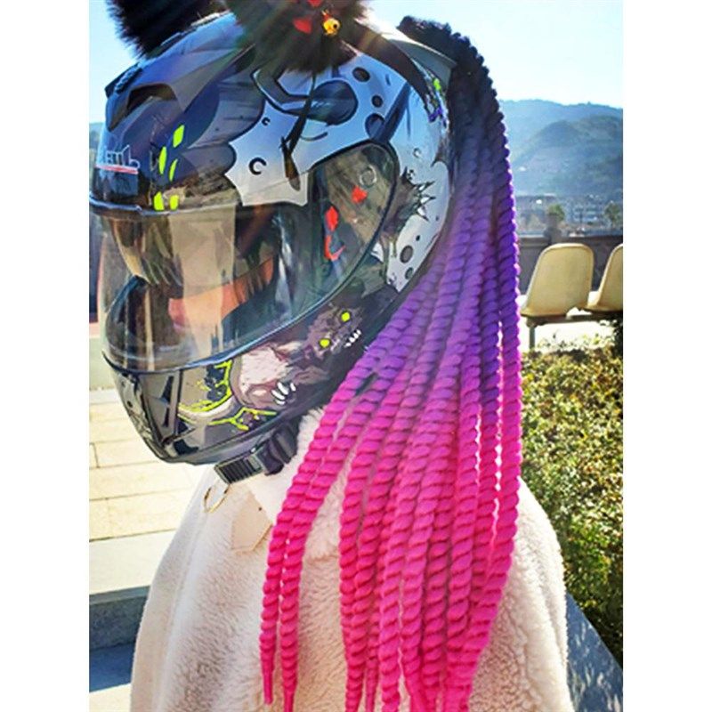 头盔脏辫头盔辫子摩托机车脏辫耳朵装饰可拆通用无痕个性装饰辫子