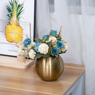 不锈钢花瓶金属金色球形花瓶黑色北欧插花器桌面餐桌装饰摆件