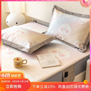 可爱卡通印花夏j季冰丝床笠款凉席三件套可水洗折叠凉感空调软席