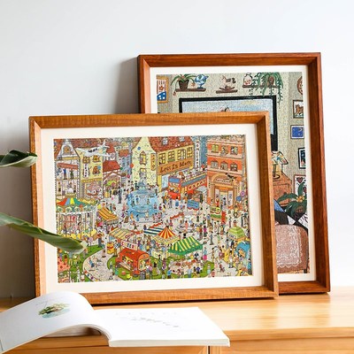 1000片拼图框500装裱画框300块框架50x70*75拼图实木空框裱框定制