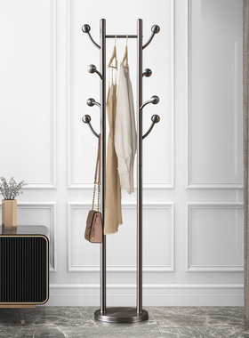 挂衣架落地卧室不锈钢衣帽架金属灰色衣服架客厅家用收纳双杆简约