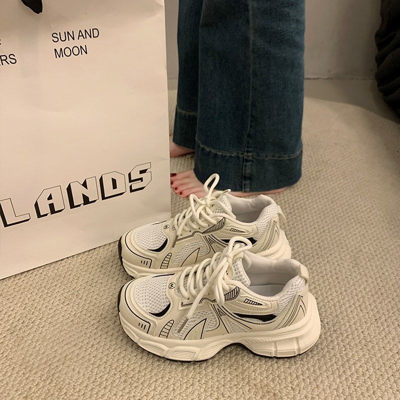 超火老爹鞋女2025春季新款厚底百搭小个子增高软底轻便跑步运动鞋