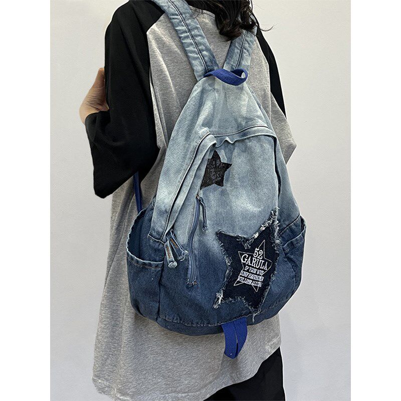 韩版百搭学生双肩包女帆布书包港风潮酷工装风旅行包男背包电脑包