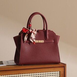 红色包包女大容量2024新款高级感铂金包中年妈妈结婚包婚礼手提包