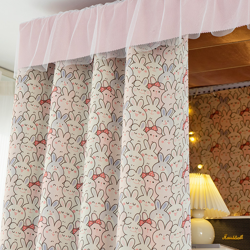 大学生寝室强遮光布牀帘宿舍女生上铺下铺窗帘P蚊帐一体式全包带