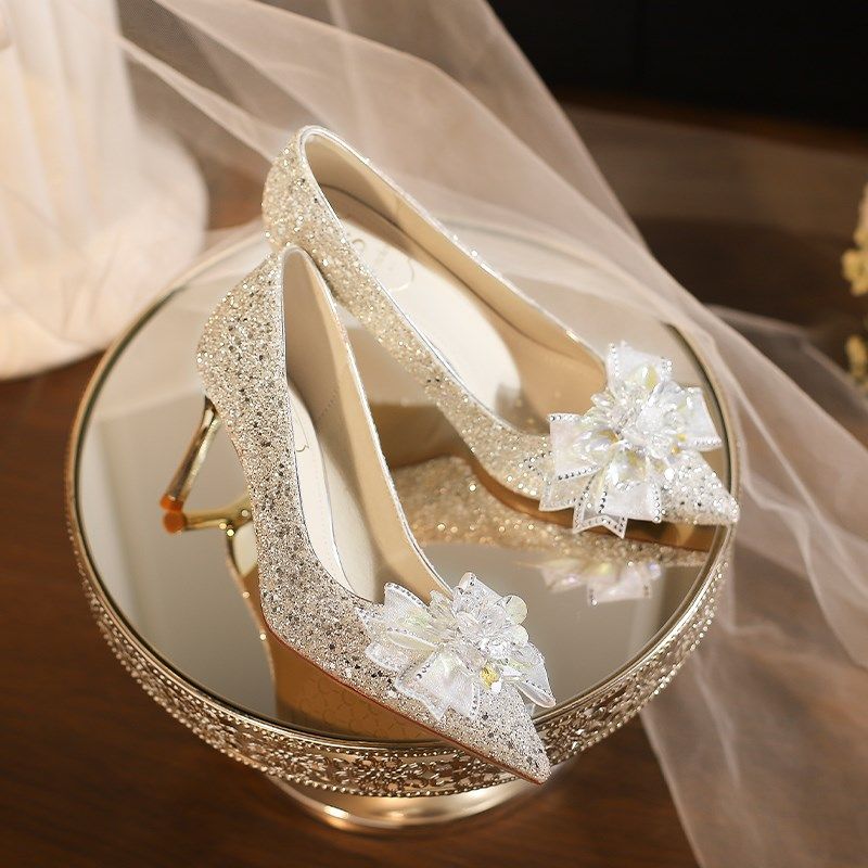 不累脚高跟鞋女2024新款法式单鞋秋款C婚鞋新娘鞋34小码女鞋31323