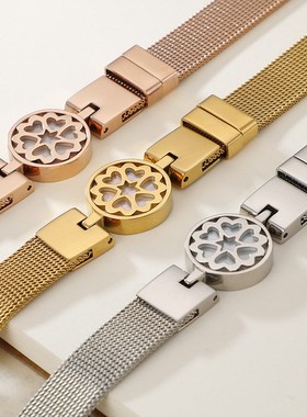 日韩风新款 不锈钢电镀 心心相连网状式表带手链 三色可选 送女友
