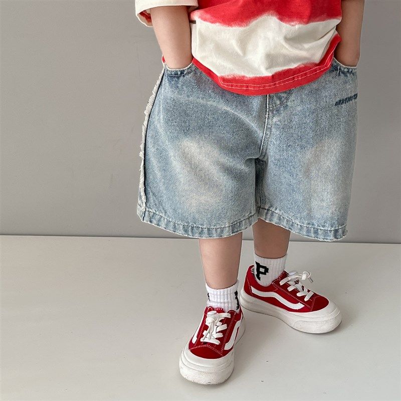 儿童牛仔短裤2023夏季新款男女童韩版纯色五分裤牛仔裤时尚百搭潮