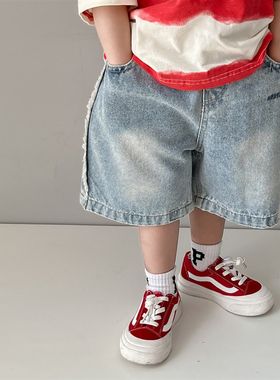 儿童牛仔短裤2023夏季新款男女童韩版纯色五分裤牛仔裤时尚百搭潮