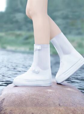加厚款雨鞋套中筒大人学生小孩防滑雨鞋套骑行硅胶鞋套简易脱卸