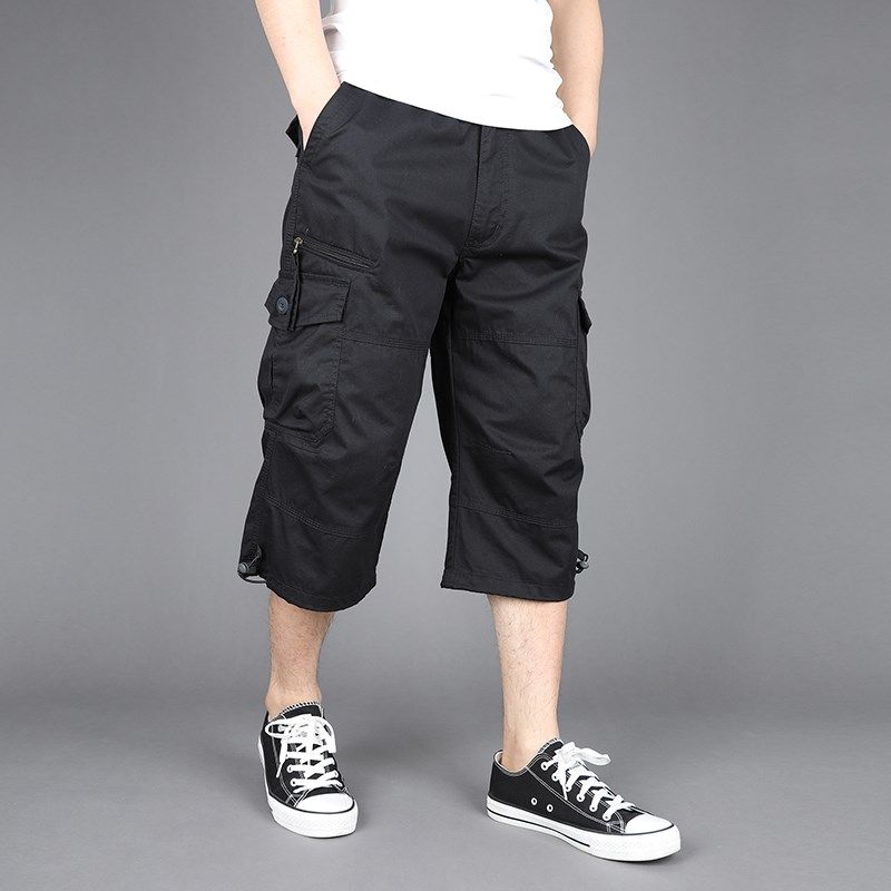 夏季男士七分裤宽松多口袋工装裤全棉休闲男裤大码透气短裤拉链袋,男装,休闲裤,淘宝优惠券,粉丝福利购,淘宝优惠卷