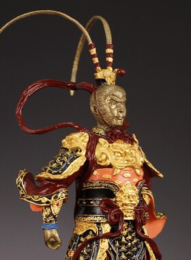 纯黄铜孙悟空齐天大圣佛像斗战胜佛猴客厅玄关办公室桌面手工摆件
