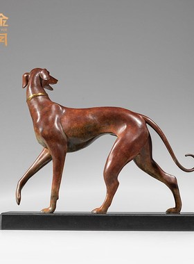《茹黄犬》铜金岁月十骏犬黄铜狗摆件新中式工艺品办公室桌面装饰