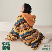 珊瑚绒睡袍女秋冬宽松连帽睡裙家居服中长款 长袖 巨保暖 安之伴