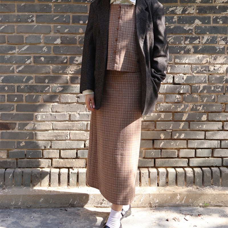 裳裳者华 曲奇 明制宋制格纹混搭改良短比甲两片裙旋裙日常汉服