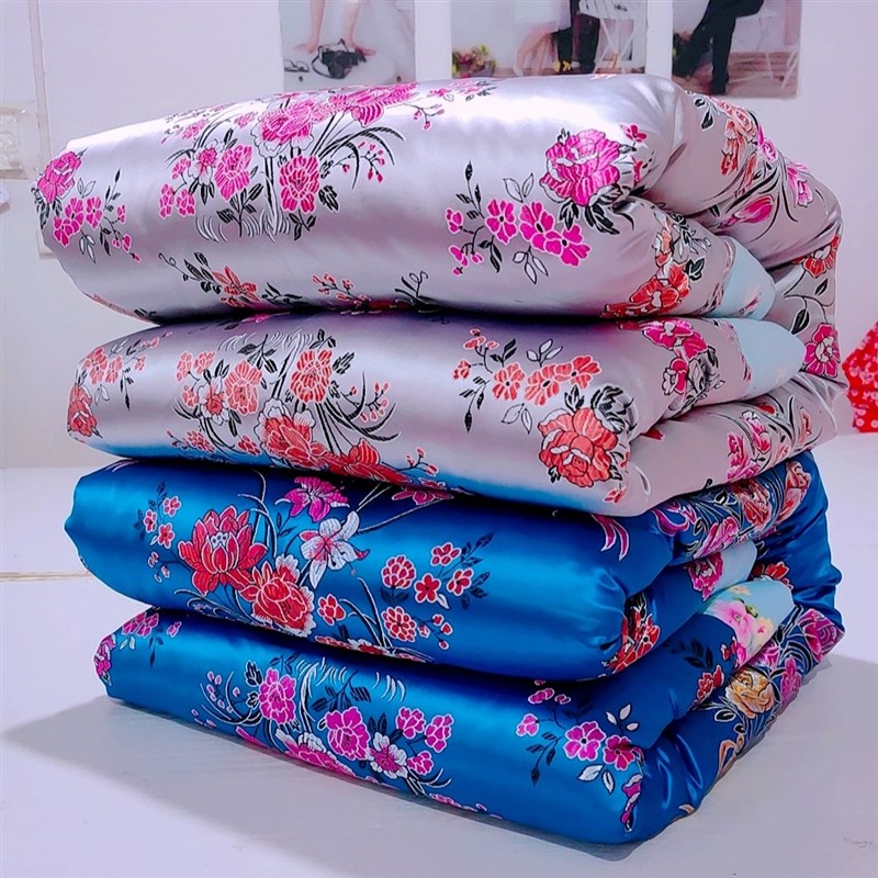 古代老式丝绸缎杭州织锦缎被面结婚四季被套被子被芯定制被棉花