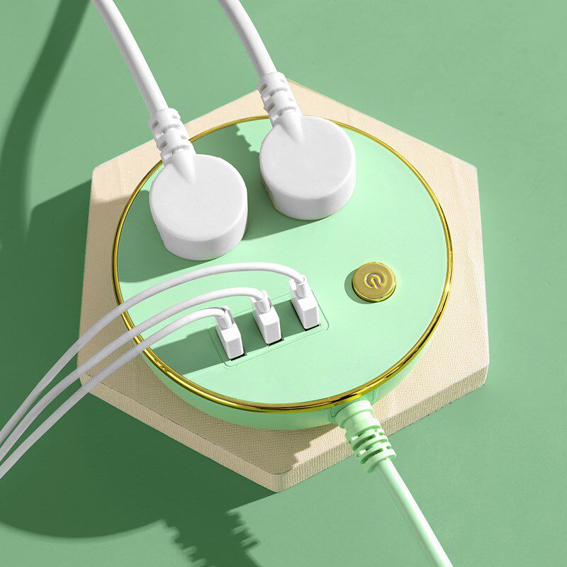 创意多功能圆形插座收纳插线板可挂墙固定usb插排带线宿舍家用