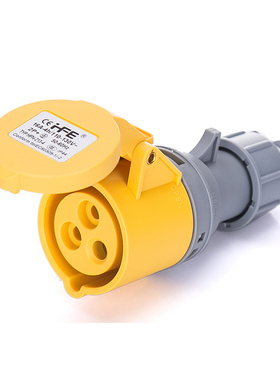黄色3芯16A航空工业插头插座4H三芯32A/63A/125A连接器110V~130V