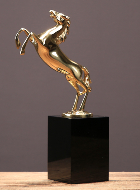 轻奢纯铜马摆件马到成功书房书柜装饰欧式玄关美式客厅电视柜摆设