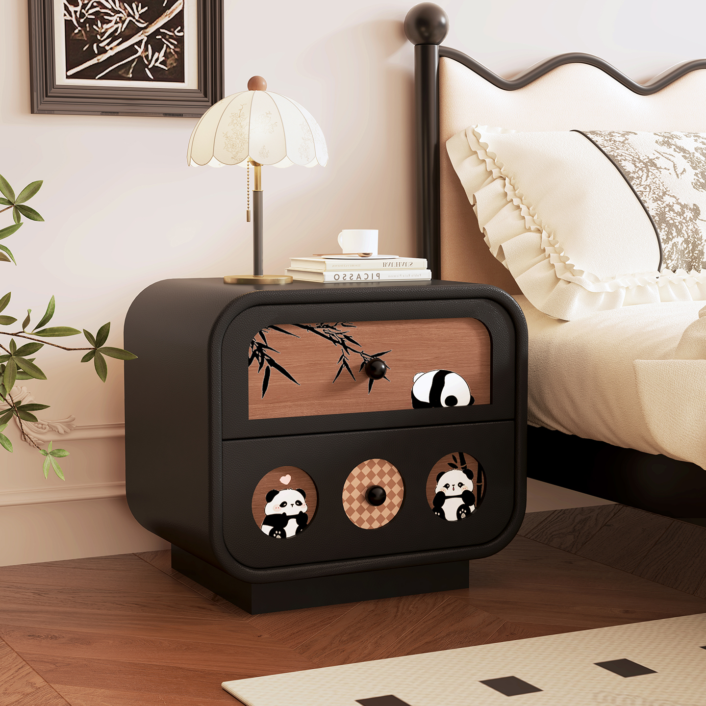 中古风实木床头柜35深