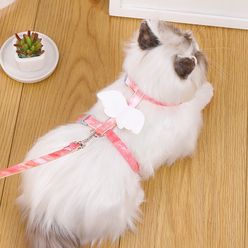 外出专用防走丢猫咪牵引绳遛猫绳可调节小翅膀幼猫胸背带遛狗绳子