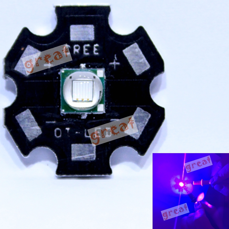 CREE3W5W10W钓鱼灯泡Q5T6U2灯珠蓝光紫光夜钓灯芯LED手电DIY光源