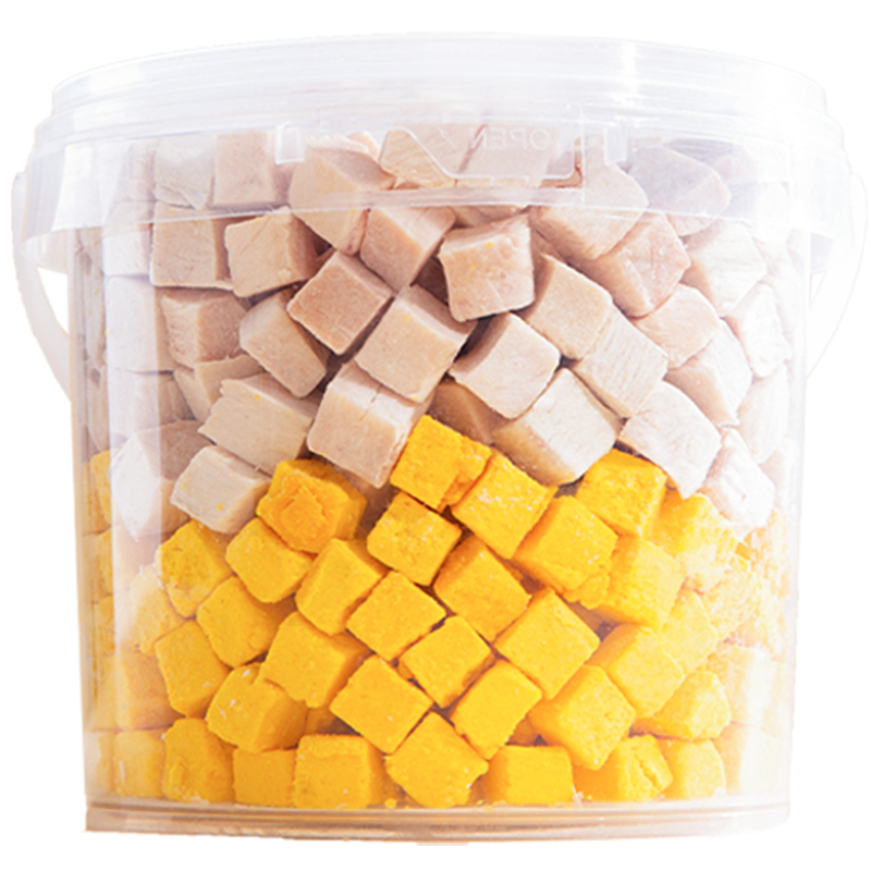 猫咪冻干鸡肉粒蛋黄鸡胸肉500g桶装增肥发腮幼猫粮宠物冻干猫零食