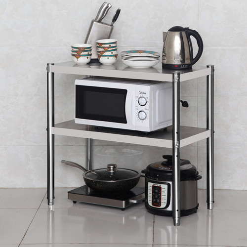 304不锈钢置物架二层厨房用品家用大全多功能灶台落地多层架子