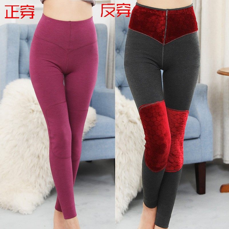 秋裤女内穿打底裤高腰棉薄款带护膝护腰加绒加厚大码保暖裤线衬裤