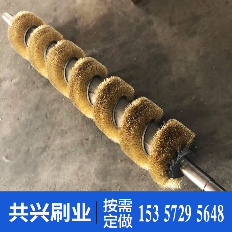 工业用钢丝毛刷辊不锈钢丝镀铜弹簧刷沙机辊除锈抛光钢丝刷辊拉丝