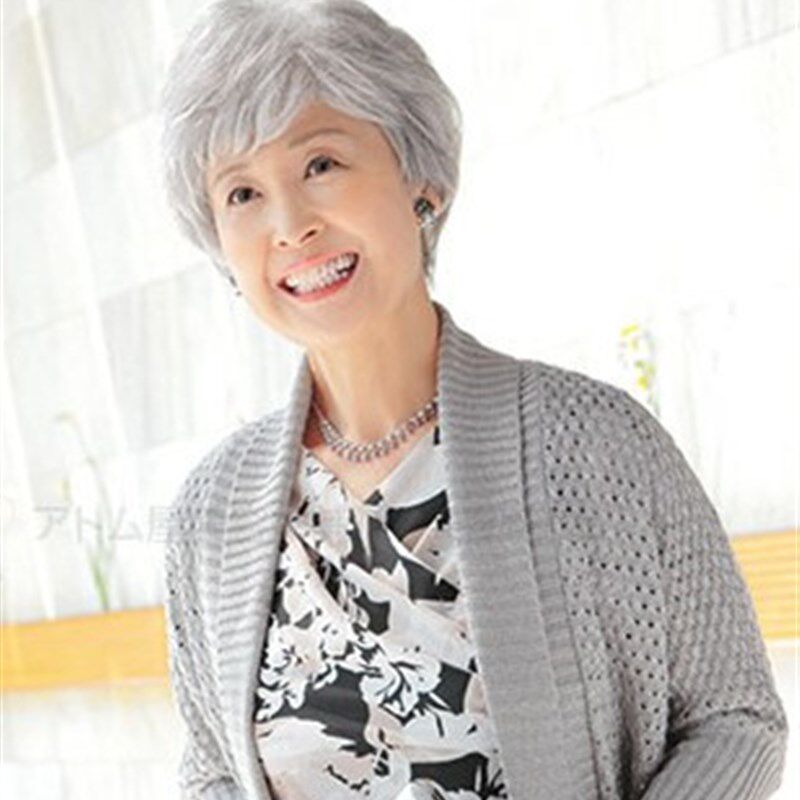 中老年假发 女 花白假发短直发 表演奶奶老妈妈 高温丝舞台用便宜