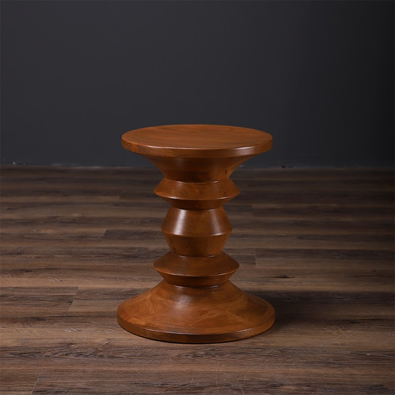 德宜客伊姆斯小茶几客厅复古角几阳台边几简约圆形换鞋凳木墩茶桌