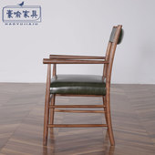 北欧纯实木黑胡桃木原木家用靠背书桌椅带软包橡木环保带扶手椅子