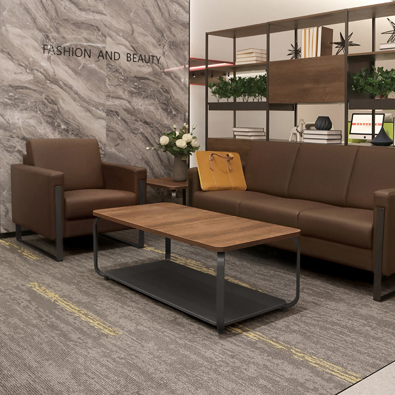 创意办公室会客木茶几简约办公沙发中间台办公钢架桌
