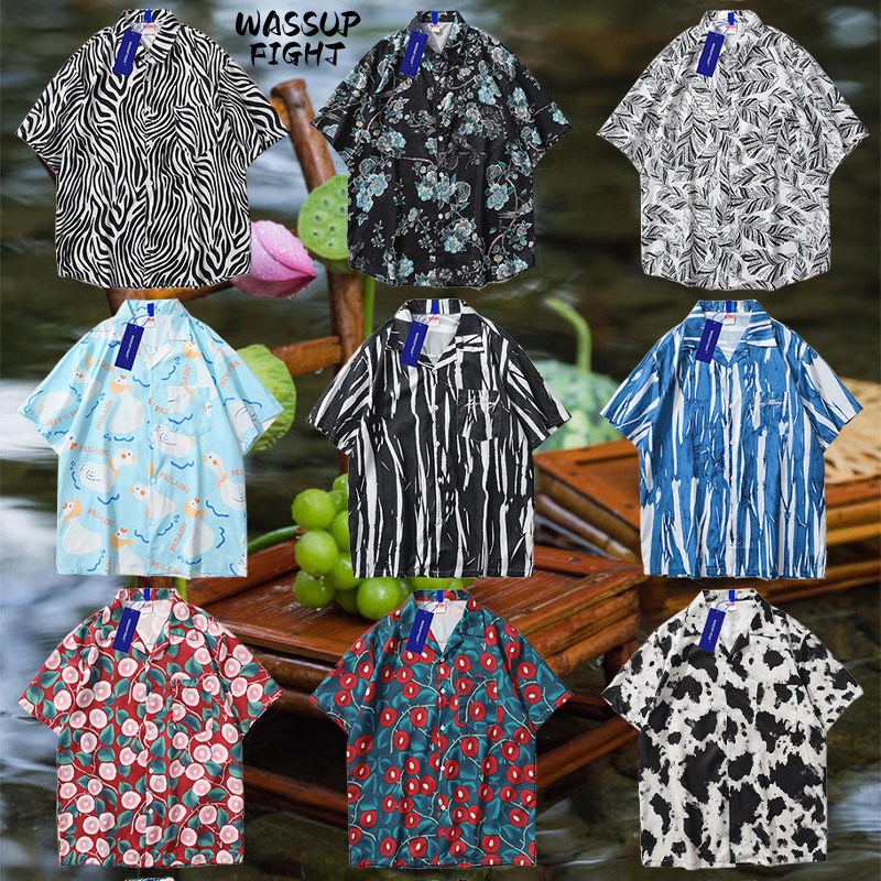 夏威夷花衬衫岛服海南岛沙滩服三亚旅游港风休闲衬衣男女短袖外套