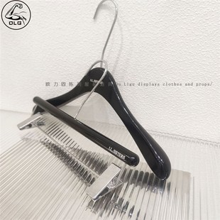 架定制LOGO 实木衣架黑色烤漆高级衣撑防滑无痕衣裤 服装 店专用女装