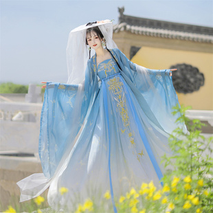 唐制汉服女夏季款诃子裙广袖流仙齐胸襦国风仙气日常飘逸全套古装