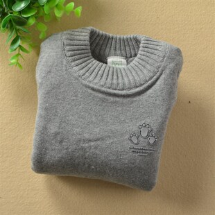 快活龙加绒加衬毛衣 男女童装纯棉线圆领加厚儿童中大宝宝打底衫